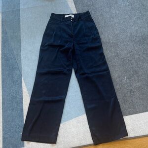 Aritzia Satin Effortless Pants, Navy, Size 0 Short